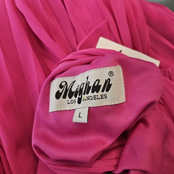 Megan La Women's Pink / Purple Wild Orchid Pleat Jumpsuit - Pink Large NWOT - Picture 9 of 9